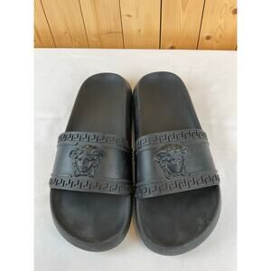 Versace Men's Medusa Slides, Size 44/ US 10.5- Black